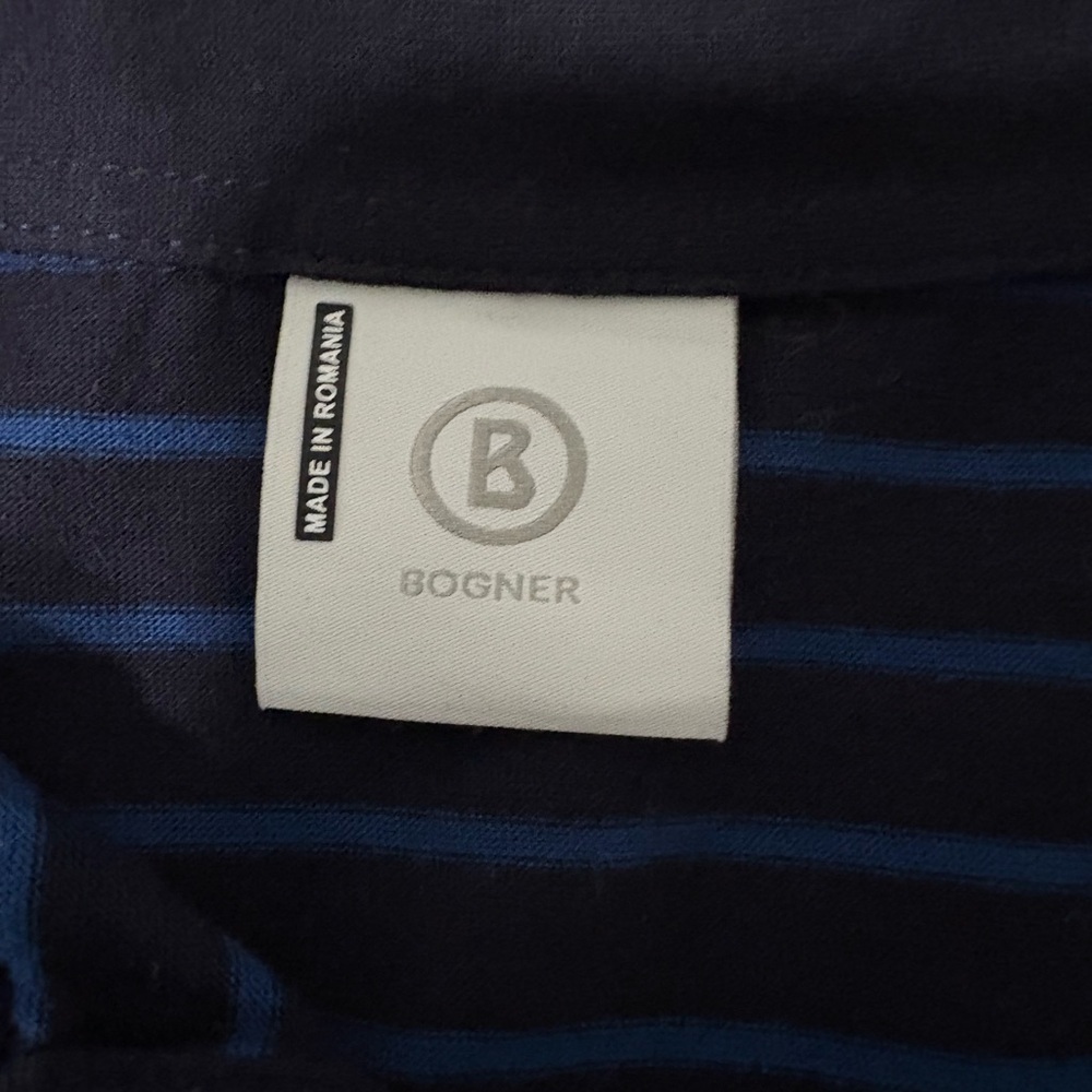 Bogner Men's Striped Polo Shirt - Black with Blue Stripes - Picture 3 of 9